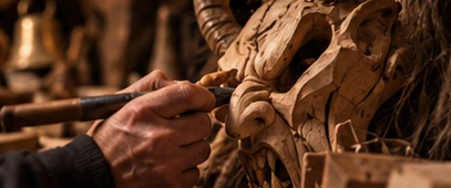 Traditionelles Maskenhandwerk